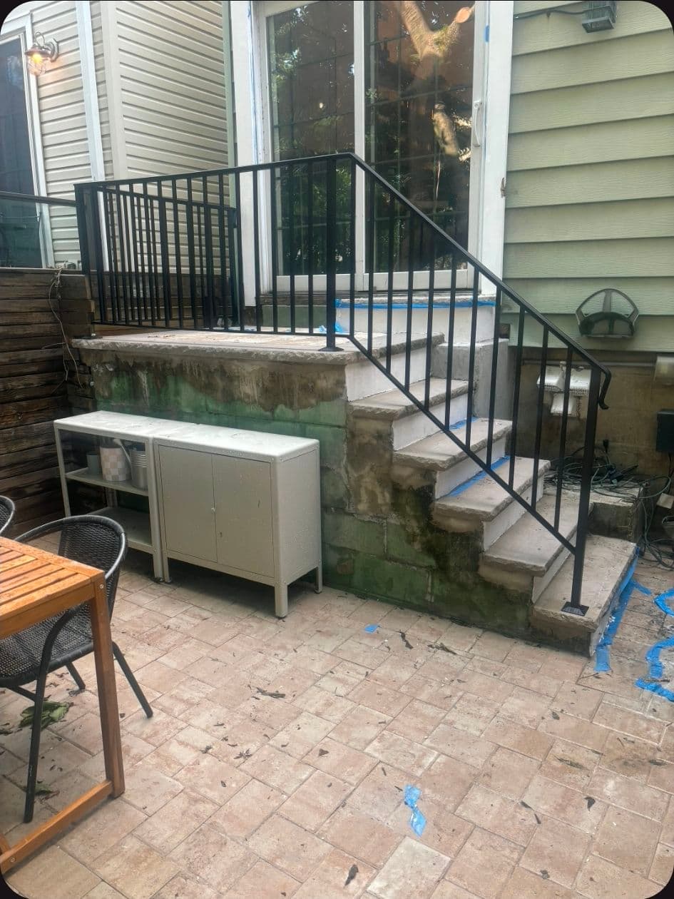 Metal Railing Installed on Home Side Entry Steps image