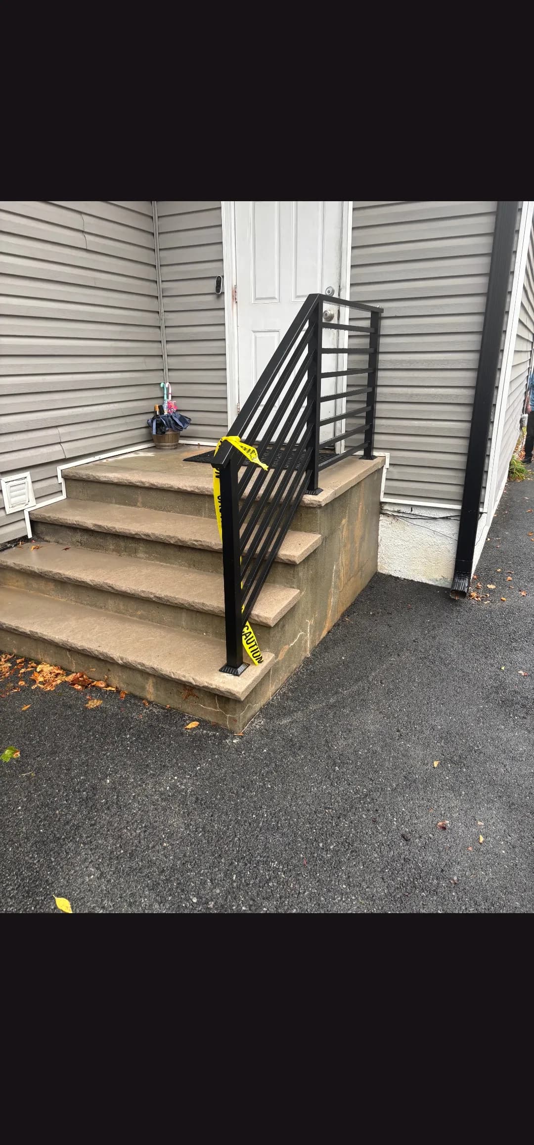 Black Powder-Coated Aluminum Front Step Railings That Actually Look Good image