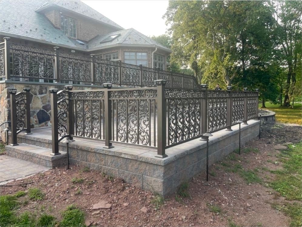 Custom Aluminum Railings with Scrollwork and Solar LED Post Lights image