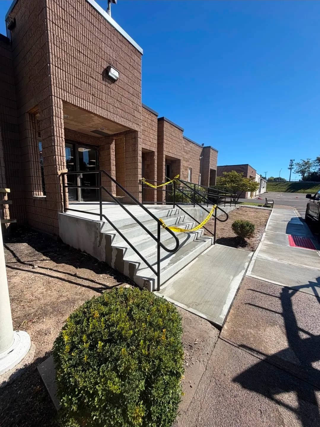 ADA Compliant Railings with Black Powder-Coated Finish for Commercial Building