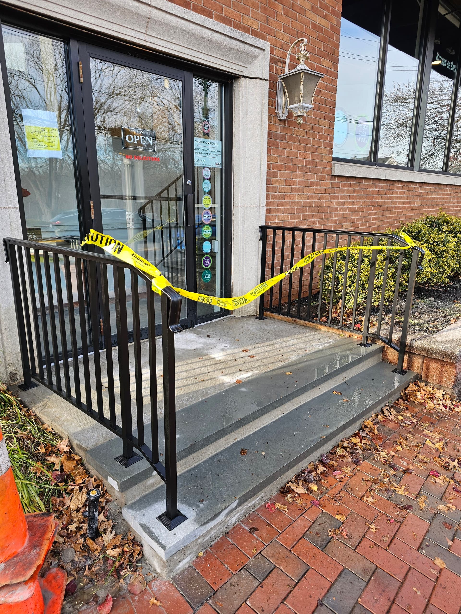 Steel Railing Install for a Commercial Storefront Entrance