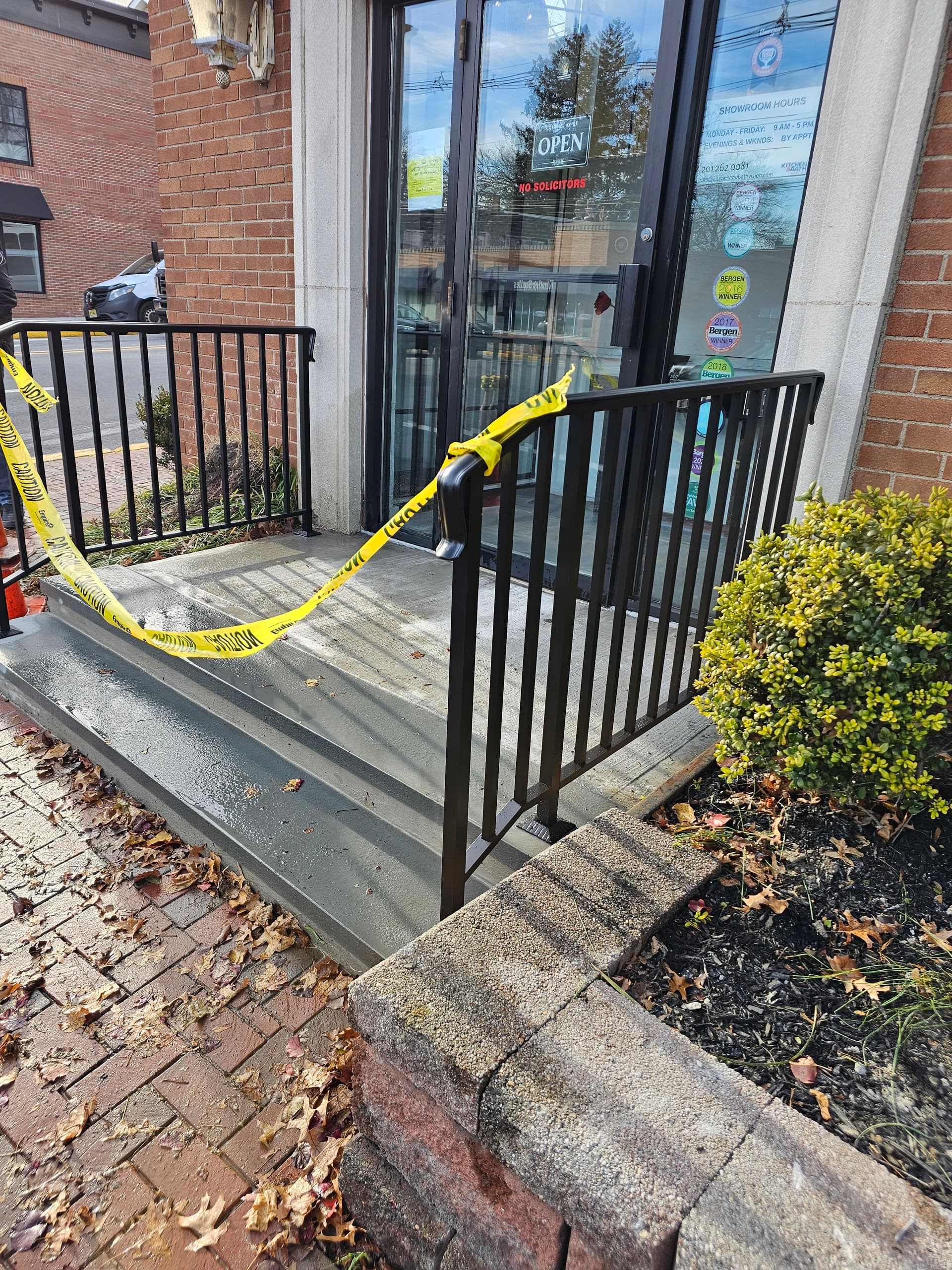 Steel Railing Install for a Commercial Storefront Entrance