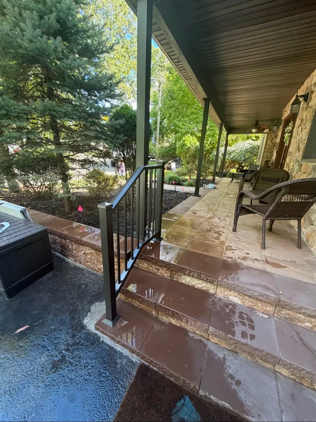 New Aluminum Step Railings and Porch Columns on This Front Entry image