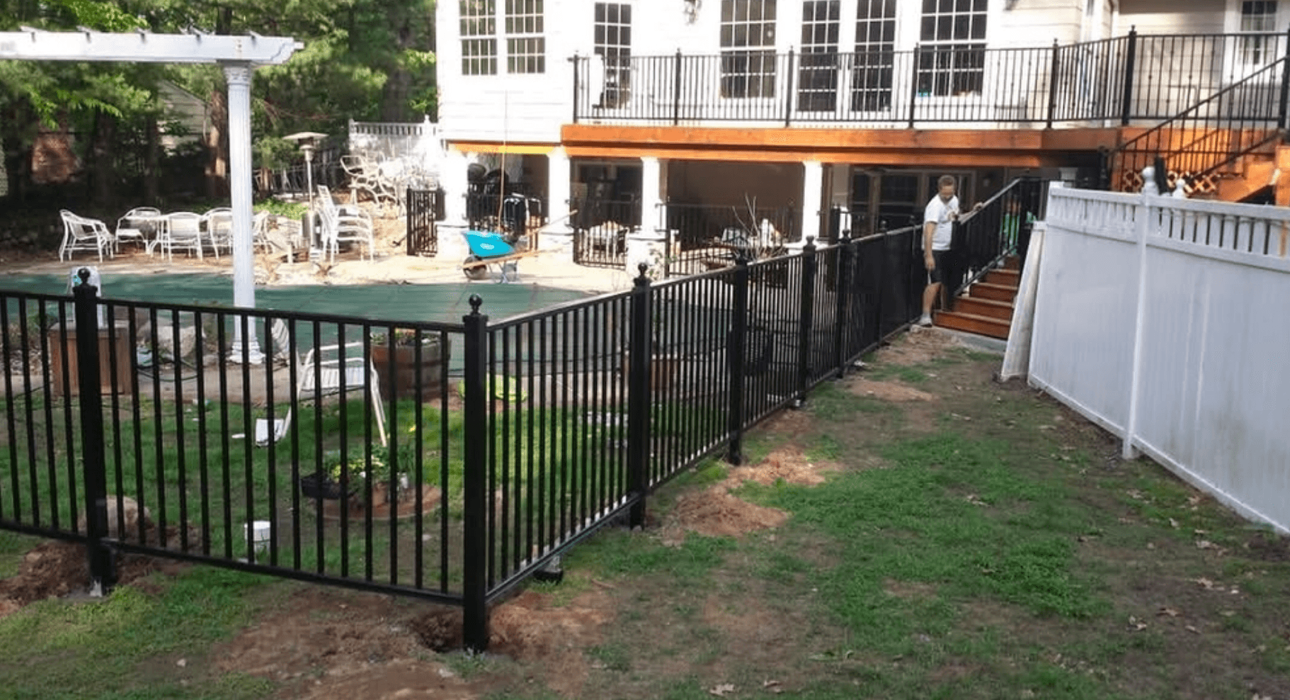 Custom Black Aluminum Pool Fence Installation in Ramsey NJ image