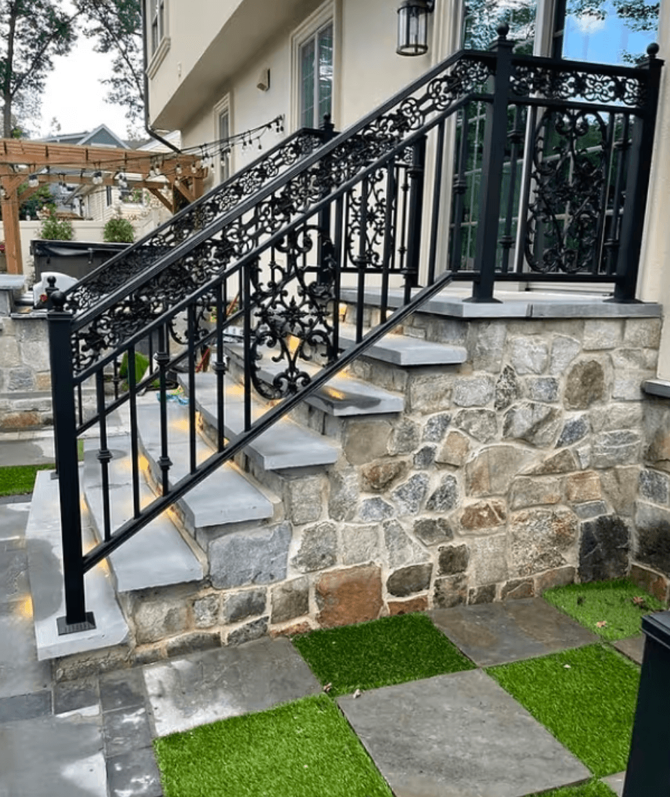 Ornate Decorative Aluminum Railings Installed in Haworth NJ image