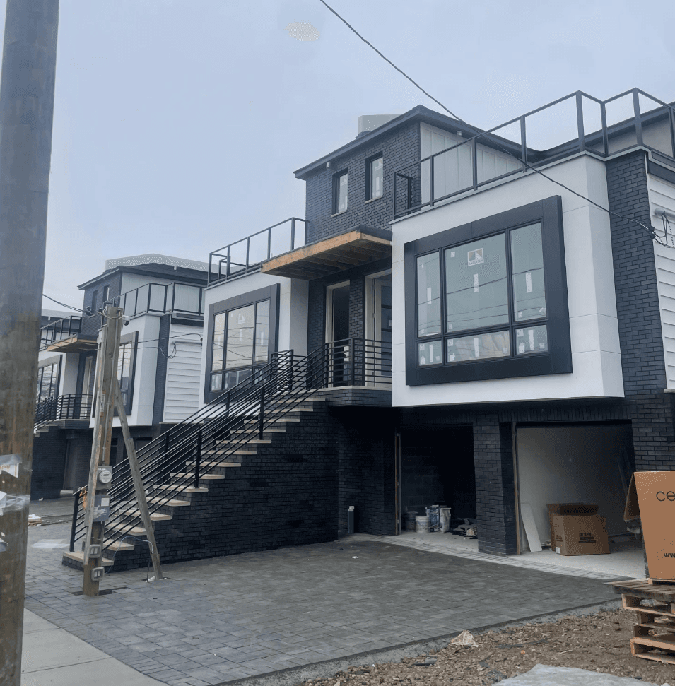 Custom Horizontal Aluminum Railings on New Construction in Cliffside Park NJ image