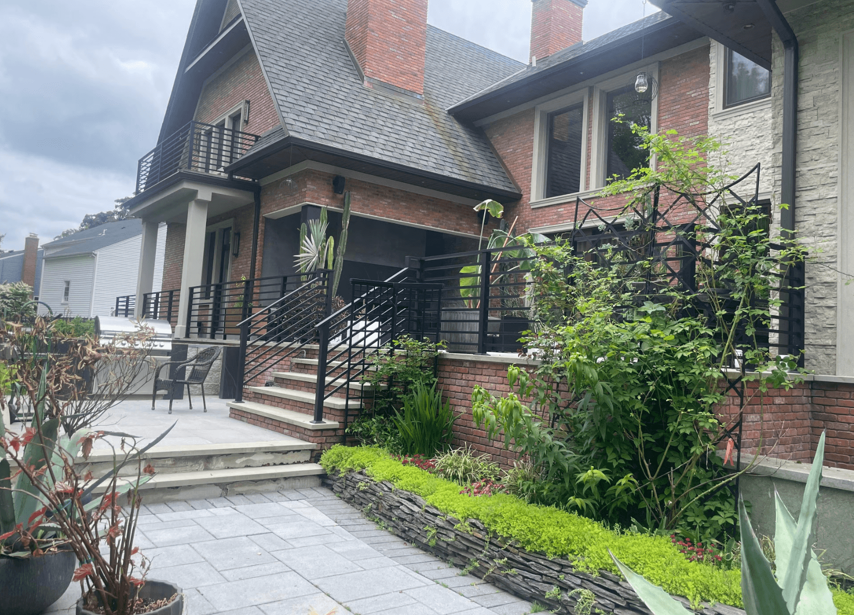 Custom Black Aluminum Railings Installed on Closter NJ Home image
