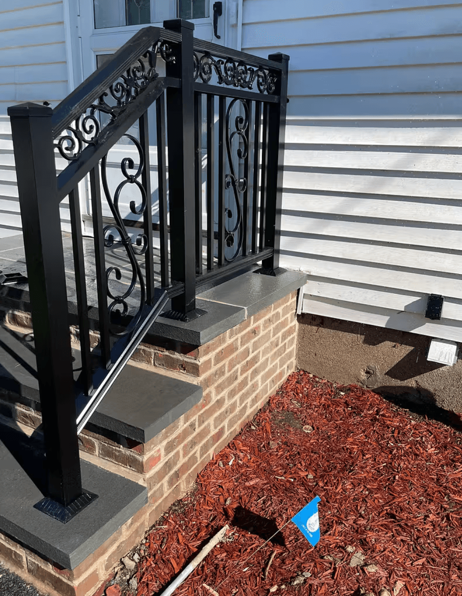 Custom Black Iron Railing with Ornamental Scrollwork in Little Ferry NJ image