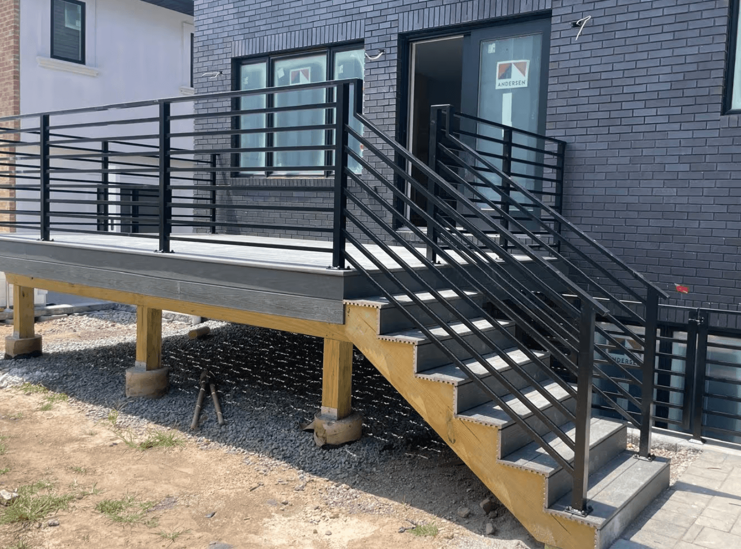 Custom Horizontal Steel Deck Railing Installation in Rockleigh NJ image