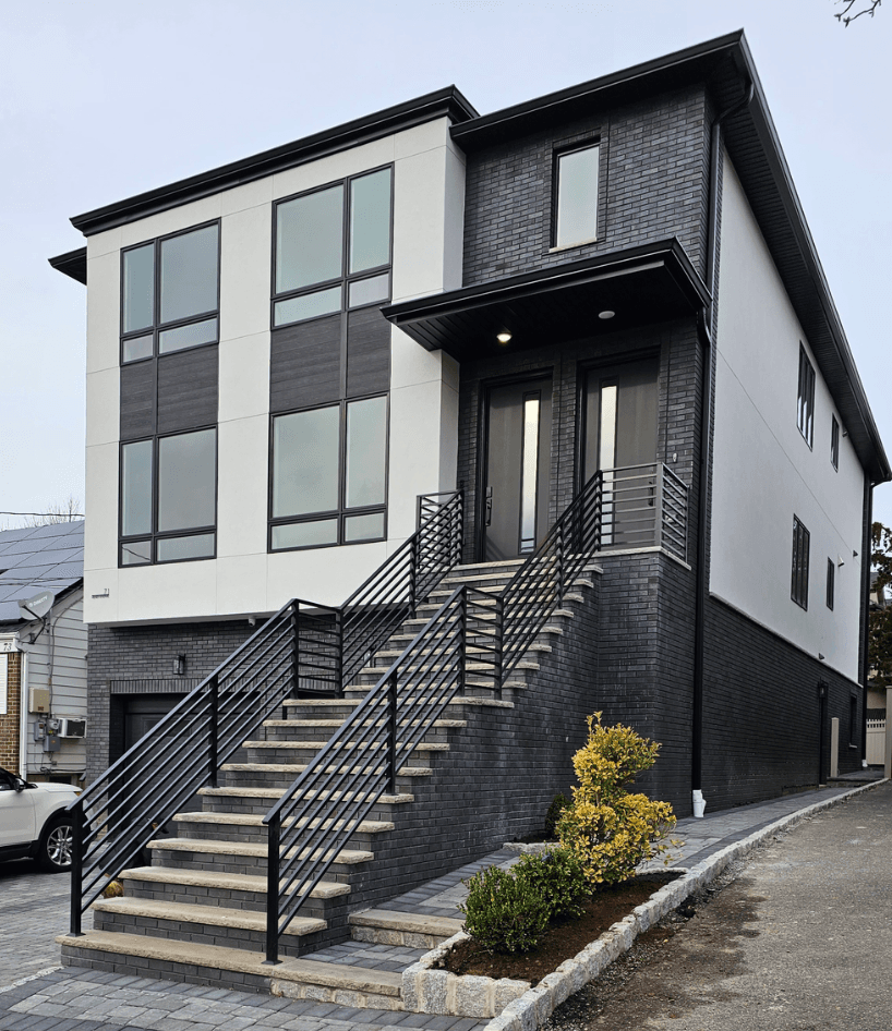 Horizontal Aluminum Railing Install on a Double Staircase in Palisades Park NJ image