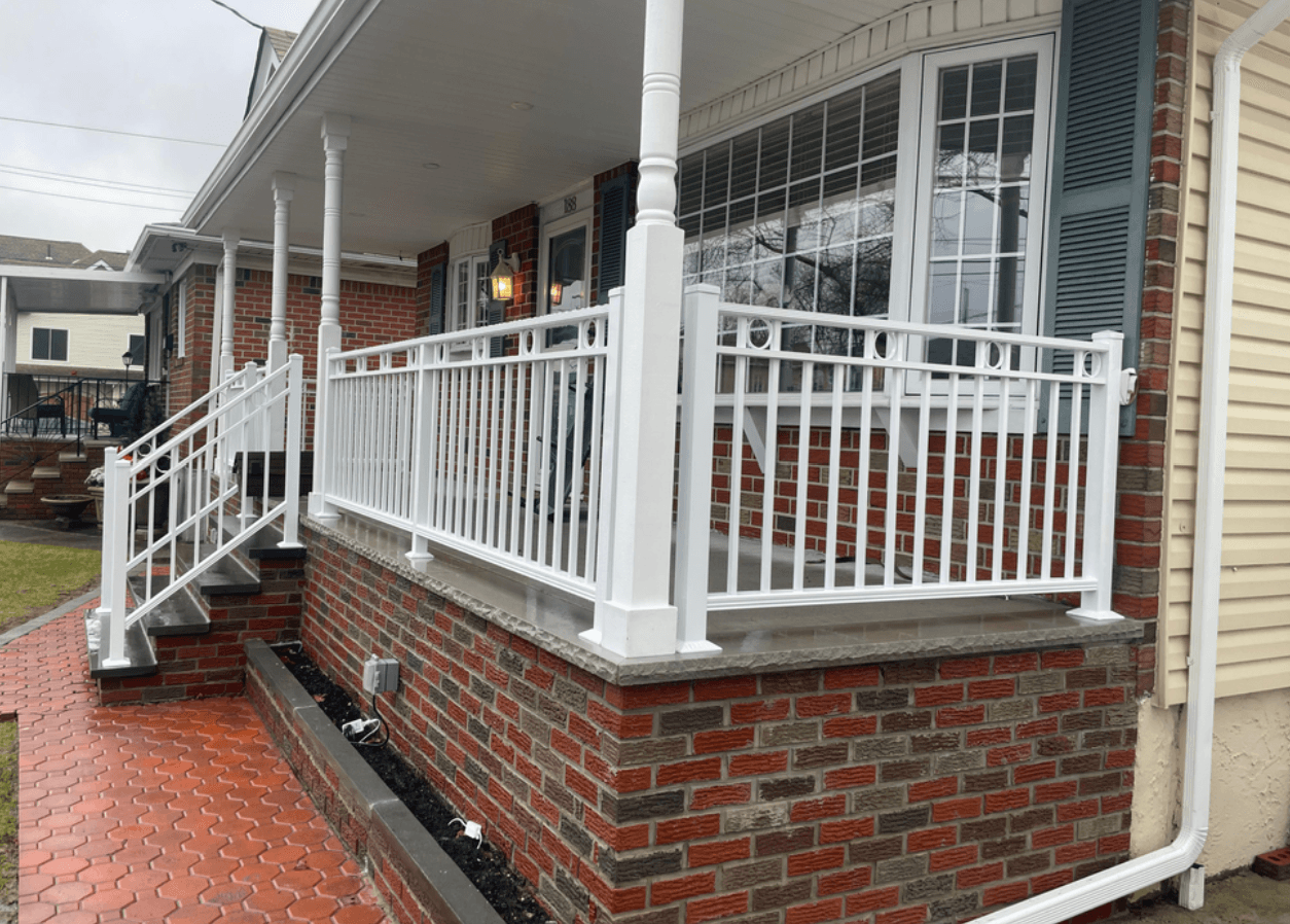 Gallery photos for White Powder-Coated Aluminum Porch Railings Installed in Lodi NJ: Image #1